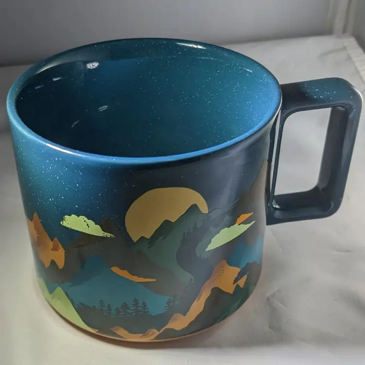 Starbucks Outdoor Adventure Coffee Mug - Blue Mountain Stars Moon 14 OZ