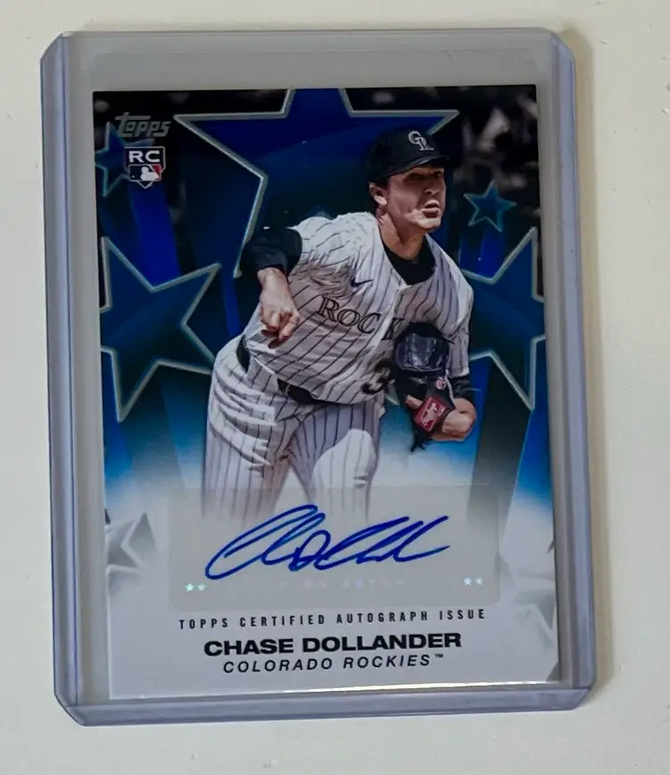 Chase Dollander RC Baseball Stars Auto Blue /150 Colorado Rockies