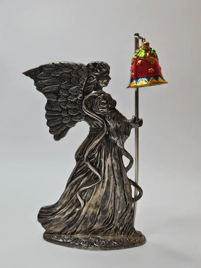 Vtg Godinger Silvertone Angel Archangel Holding Candle Bell Shape Candle Snuffer