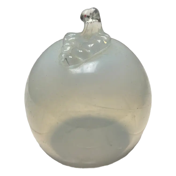 Opaque White Glass Apple Paperweight, 3.5" Tall