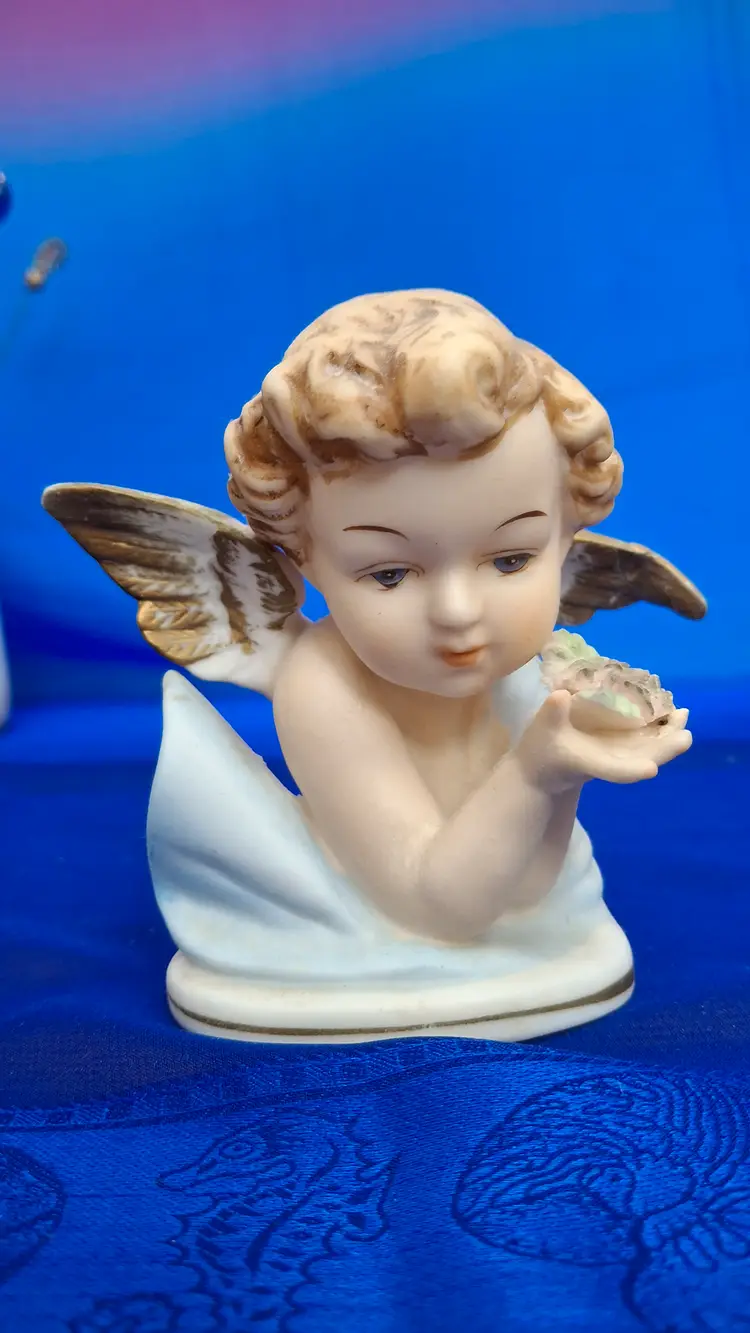 Vintage Cherub Busts | Lefton Angel Figurine & Companion | Porcelain Cherubs