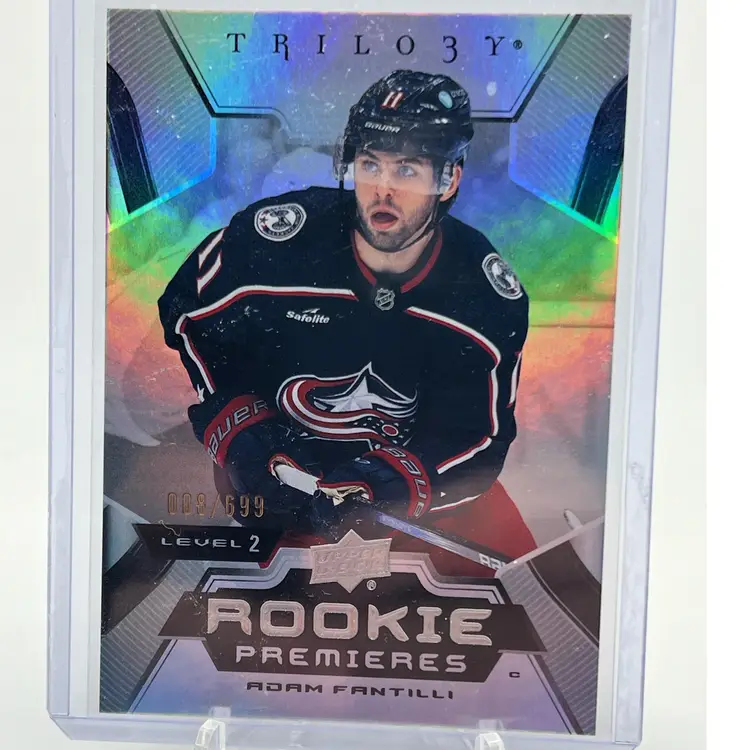Adam Fantilli 2023-2024 Upper Deck Trilogy Level 2 Rookie Premieres 8/699 Columbus Blue Jackets
