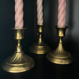 Vintage Set of Hosley Solid Brass Circular Taper Candlesticks