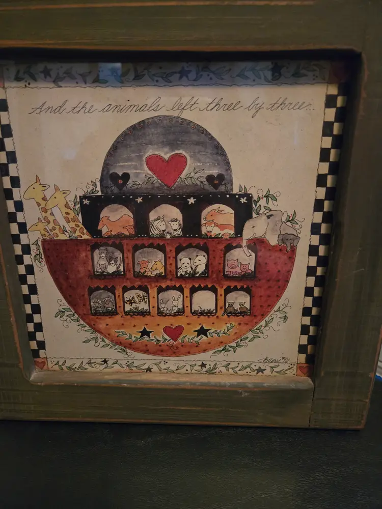Vintage, Signed Noah's Ark-like Framed Print