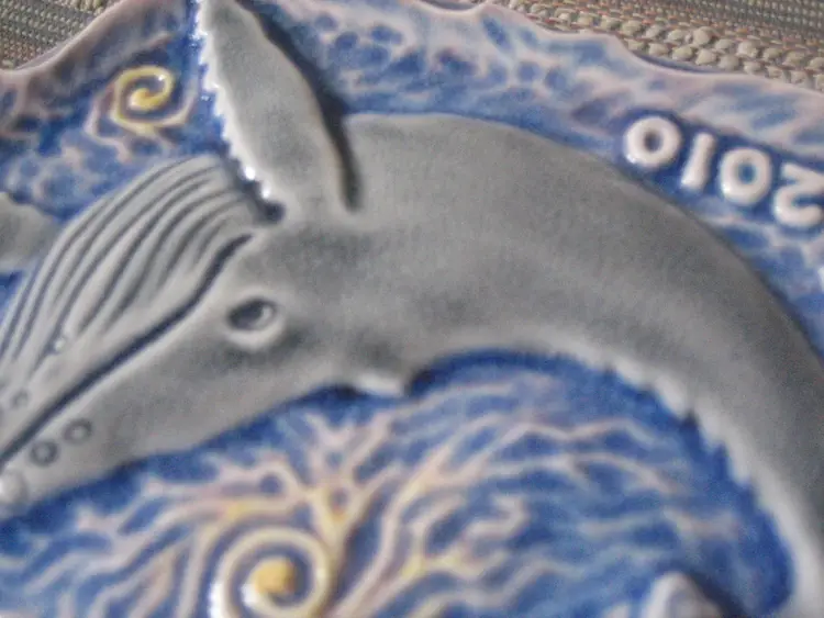 Art Tile of Humpback Whale Plaque Laguna Clay Co. Artist Allison Moore Limited Edition Wall Decor