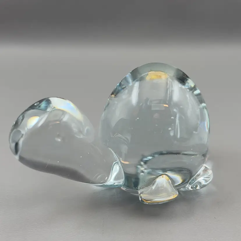 Vintage Norleans Crystal Turtle Paperweight W/Tag Tawain Republic Of China 4"x 2.5"