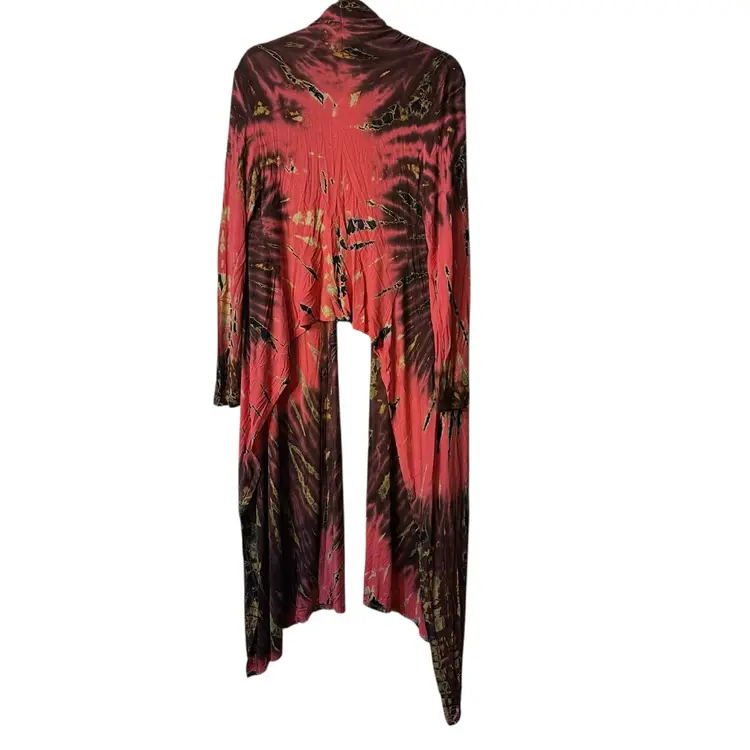 Unique Tie Dye Mulata Kimono Size L USA Long Front Short Back Boho Preworn