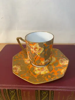 Orange Flowers With Gold Leaves Teacup