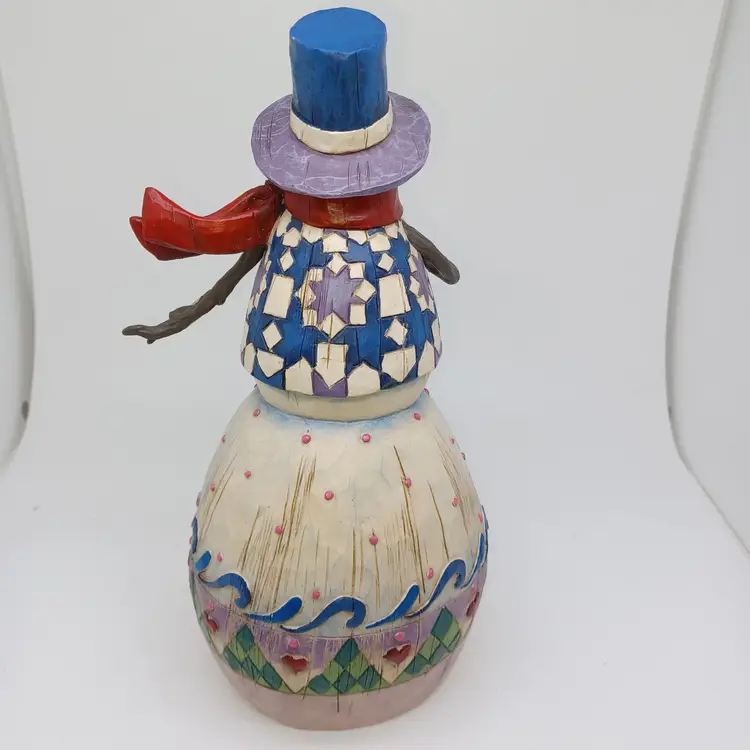 Jim Shore “Winter's Spirit” Snowman Pipe 112246 Vest Holiday 2003 Scarf Figurine Repaired Scarf