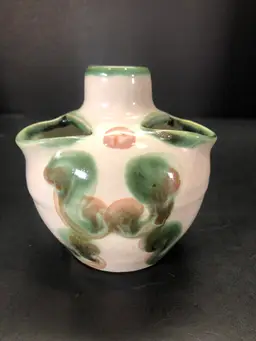 M A Hadley Pottery
Green Grapes 4 Holes Vase 