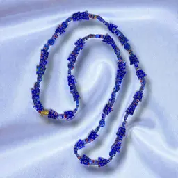 019. Vintage Blue Italian Glass Milliefiori Butterfly Necklace. No Clasp. 28 Inches Length