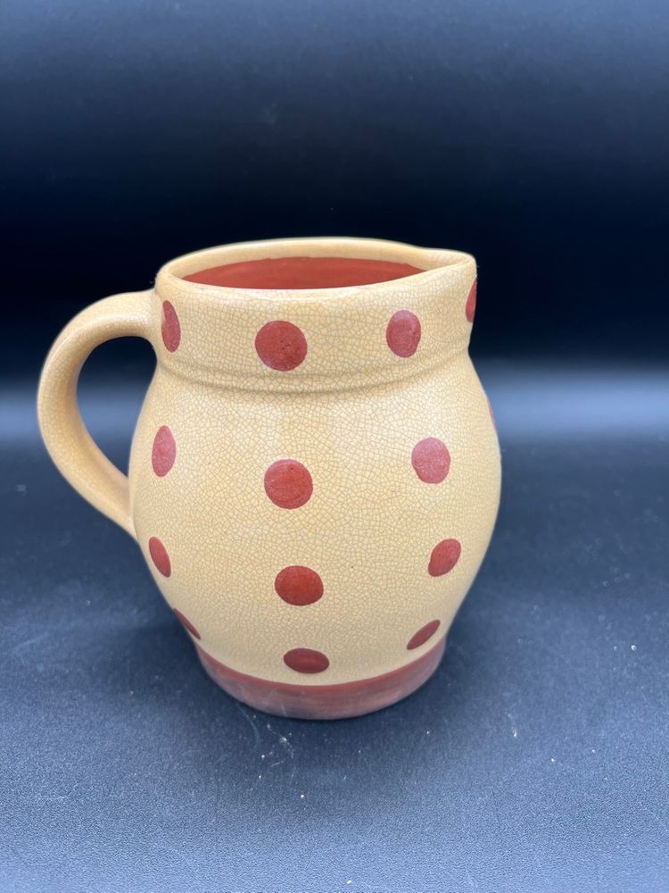 Beautiful Wisconsin Pottery Brown Polka Dots Pitcher