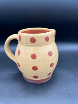 Beautiful Wisconsin Pottery Brown Polka Dots Pitcher