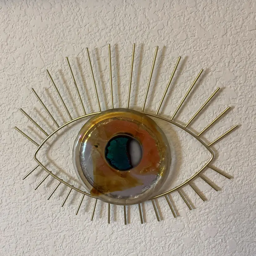OOAK Upcycled Eye Art Made by Me! Fused Glass on Mirror 12" x 10" Handcrafted Studio Art