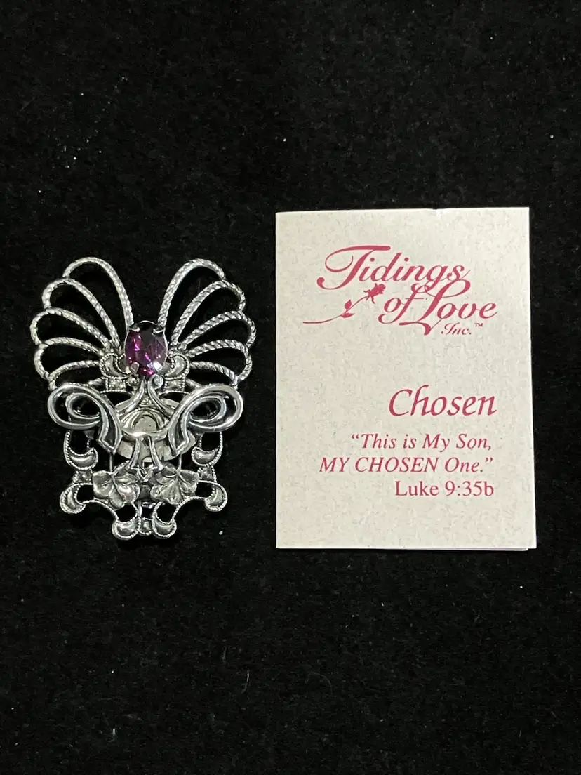 VTG 1999 Jane Davis “Chosen” AOL/Tidings Of Love Silver Tone Brooch