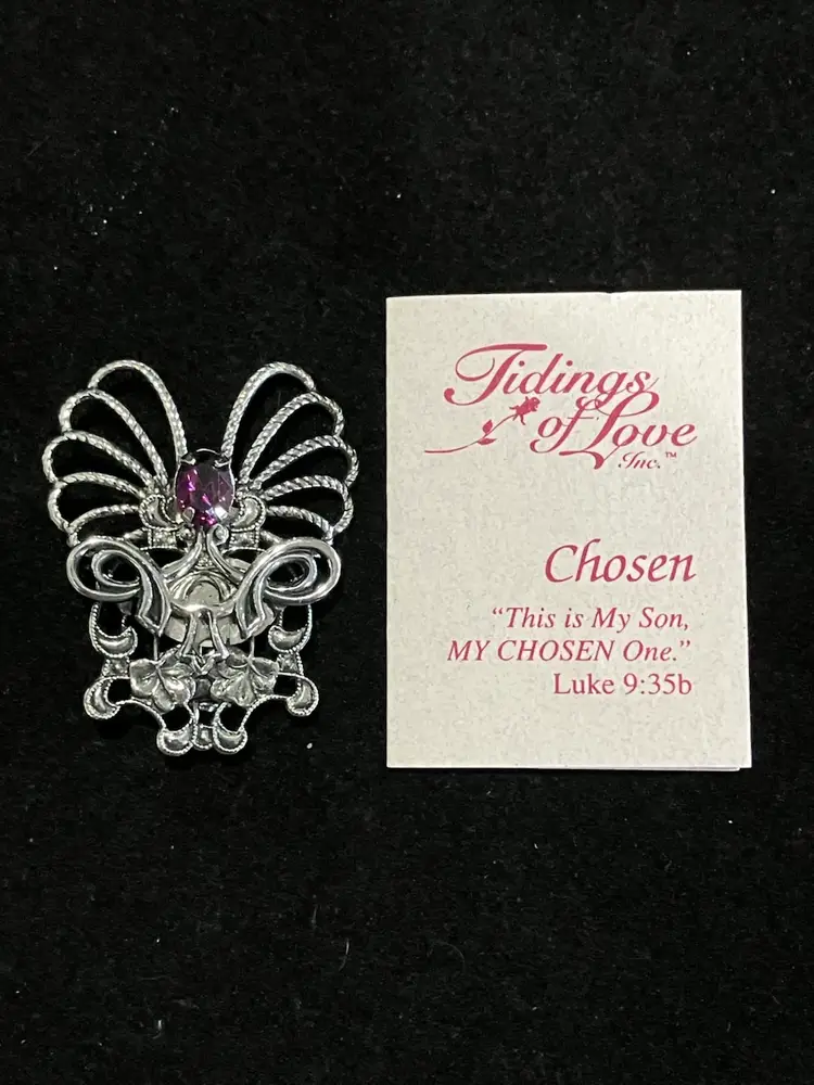 VTG 1999 Jane Davis “Chosen” AOL/Tidings Of Love Silver Tone Brooch