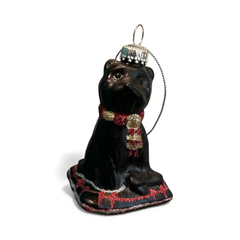 Vintage Handblown Black Scottie Glass Ornament