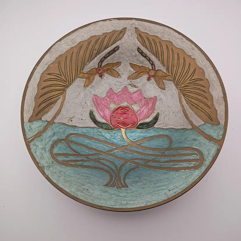 Enamel over brass bowl