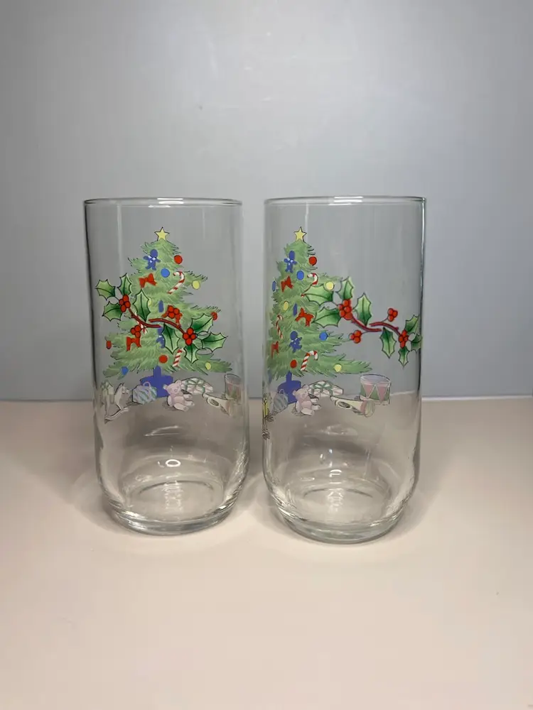 Vintage Luminarc France 14oz Holiday Hostess Noel Christmas Glasses