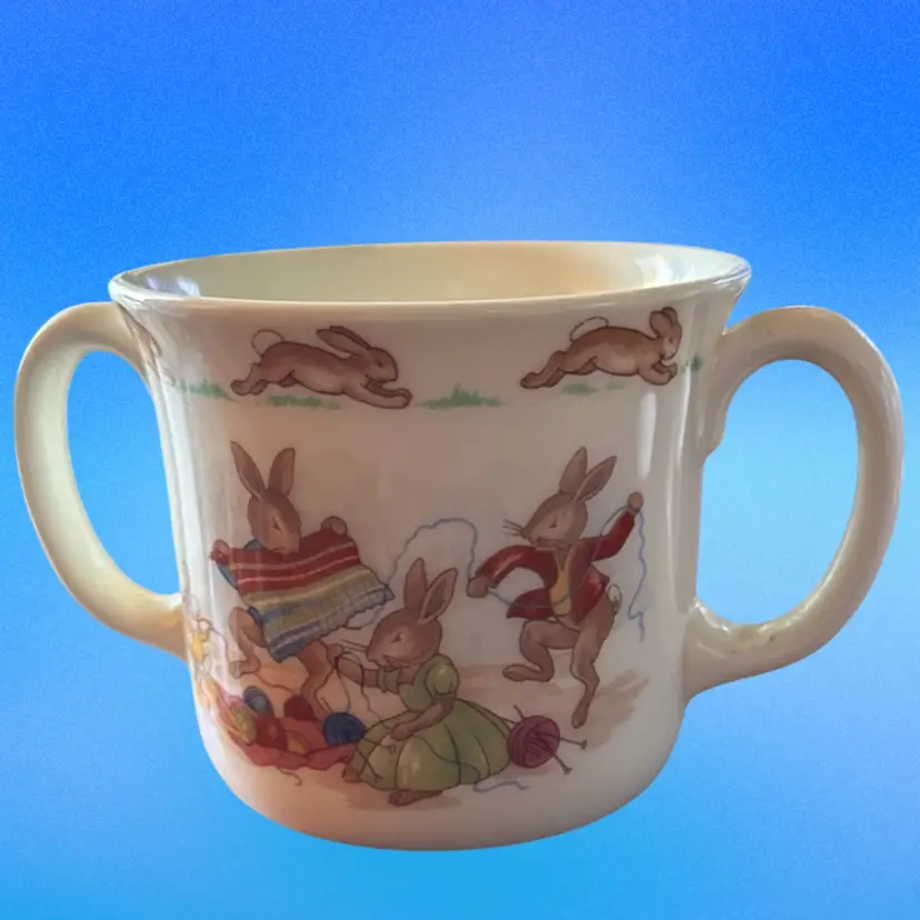 Vtg.1936 Royal Doulton Bunnykins 2 Handled Mug FINE BONE CHINA
