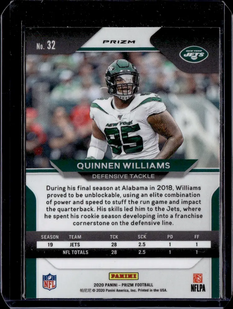 Quinnen Williams 2023 Panini Prizm Card light blue