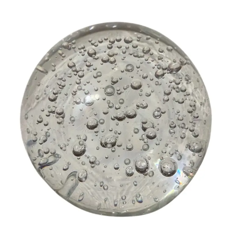 Large Clear Glass Bubbles Paperweight