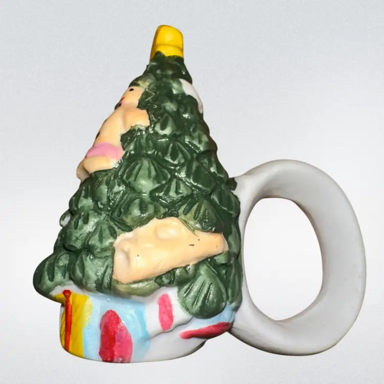 World Bazaars Christmas Tree & Gingerbread Men Napkin Rings Hand Painted 4pc