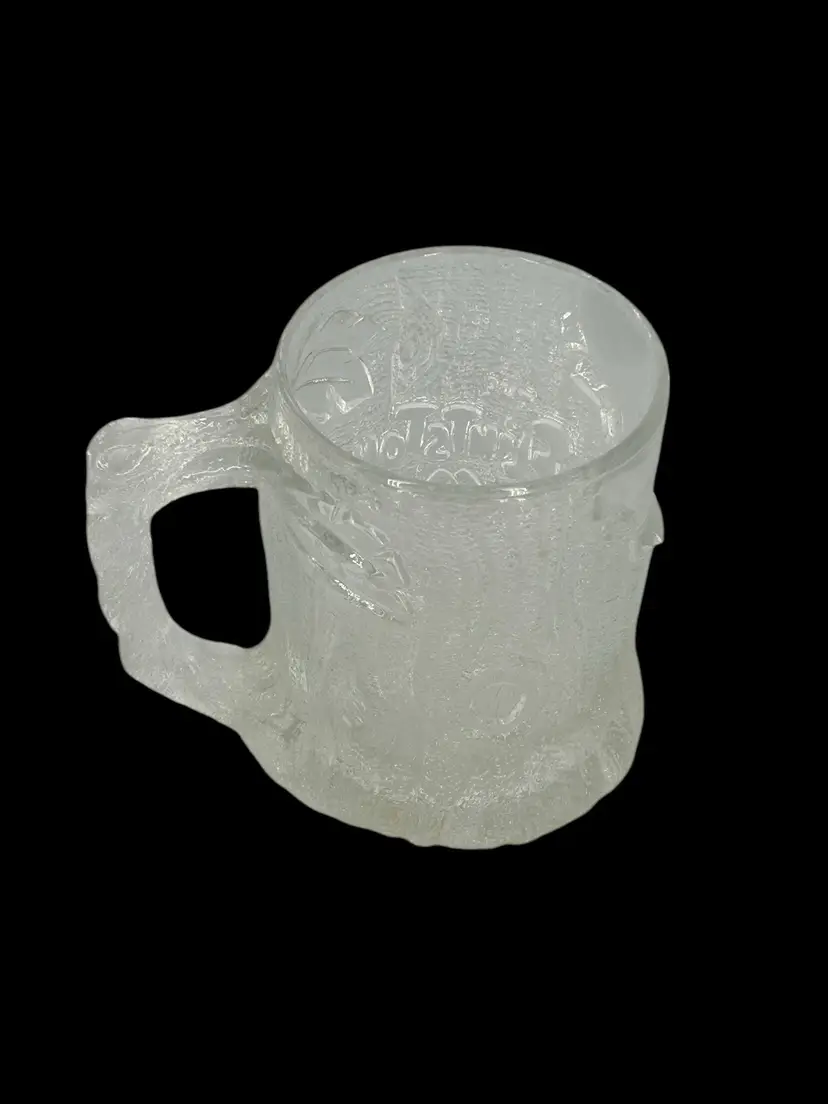 McDonald's Flintstones Treemendous Clear Glass Coffee Cup Mug -Roc Donalds 1993