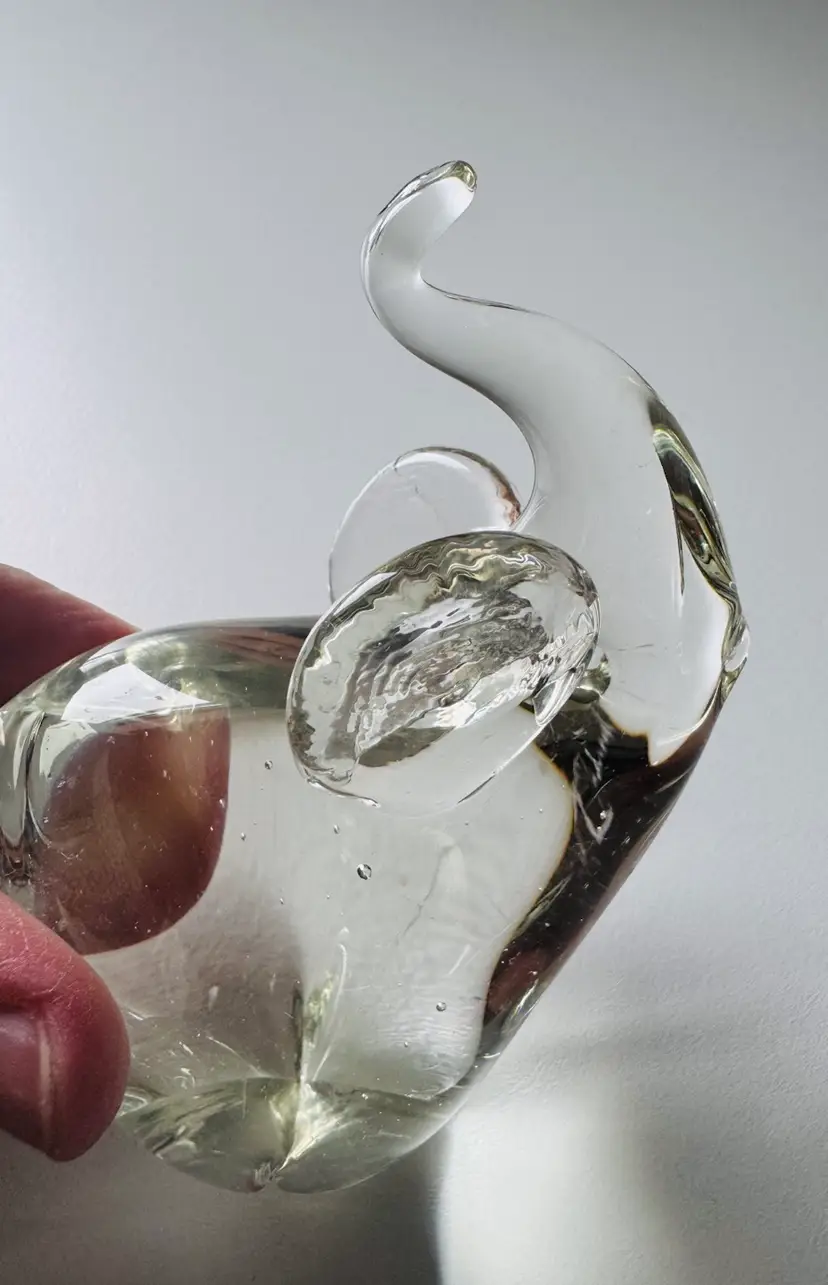 Beautiful Clear Glass Elephant Paperweight - The Pictures Don’t Do This Elephant Justice!