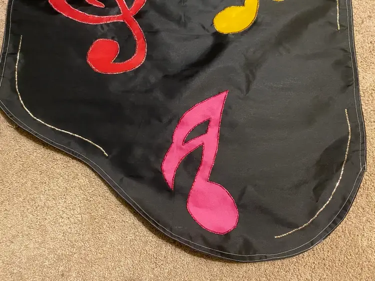 Piano Keys & Music Notes Themed Black Yard Flag - 45"x28"