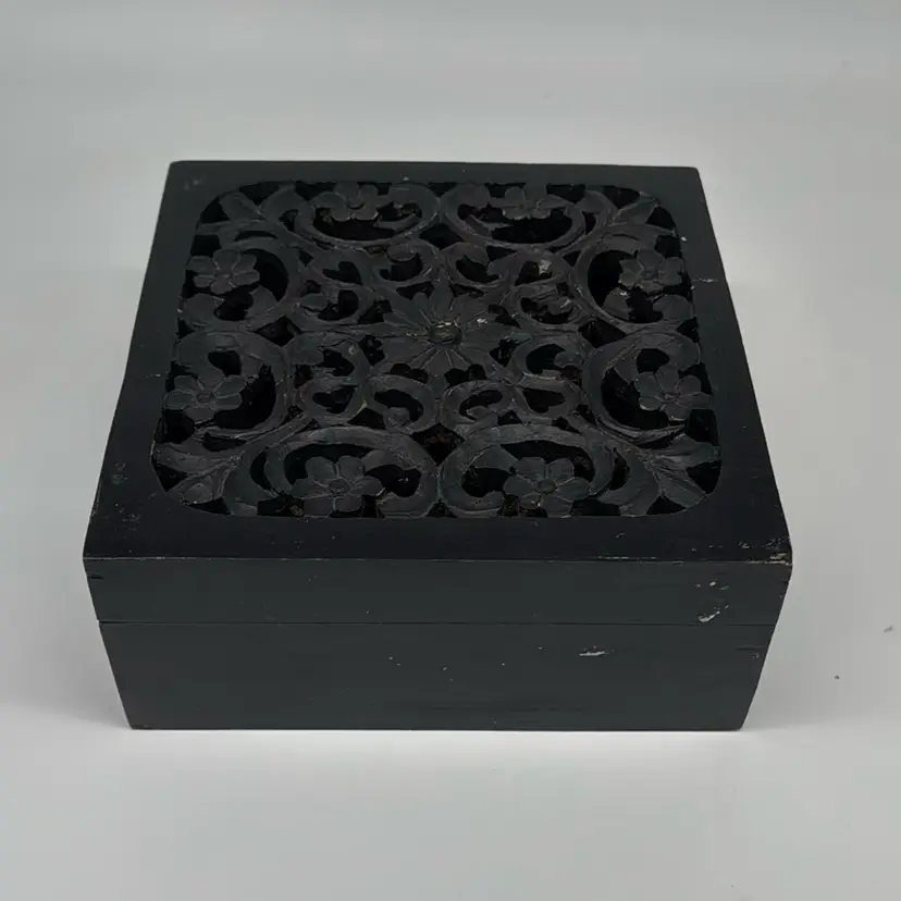 Wooden Box - Vintage Hand Carved Fair Condition