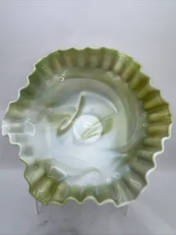 Unmarked Green Slag Glass Bowl (Possibly Westmoreland)