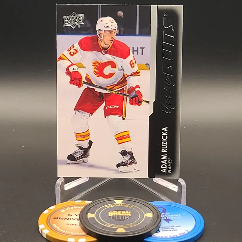 Adam Ruzicka 2021-22 Upper Deck Series 2 Hockey Young Guns Insert Card #465 - Calgary Flames