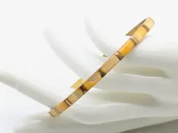 Vintage Gold Tone and Mother of Pearl Inlay Bangle Bracelet