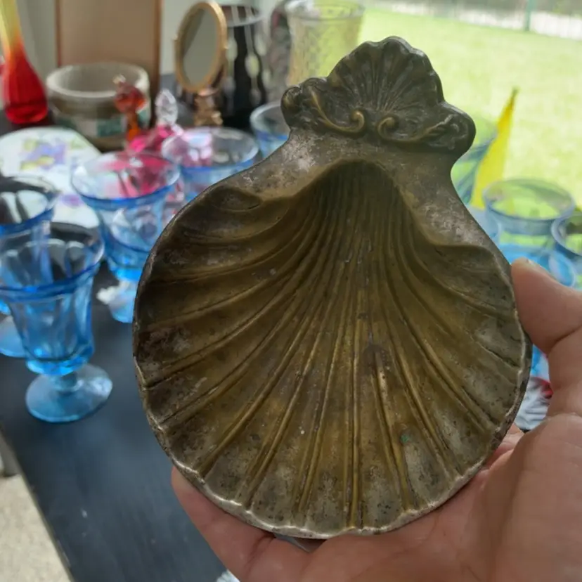 Made In India Metal Shell Footed Trinket Dish