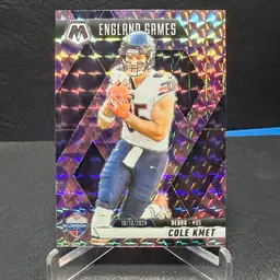 Cole Kmet 2025 Panini Mosaic #254 England Games Purple Prizm Chicago Bears
