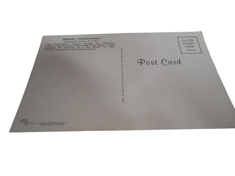 Vintage Postcard Hershey Pennsylvania community center kiss lights 1960s