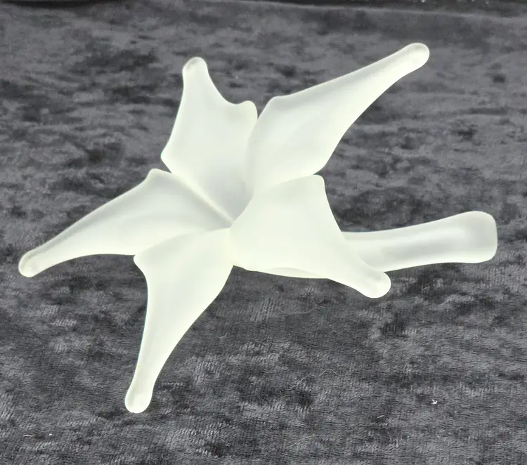 Frosted Glass Lily Trumpet Bud Vase 6"