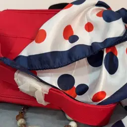 Red Canvas Bag With Scarf