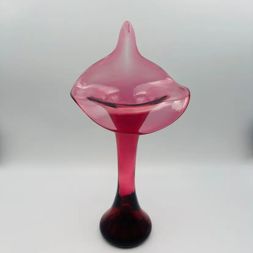 Vintage Pilgrim Glass Jack in the Pulpit Vase Cranberry Handblown Vase 13in