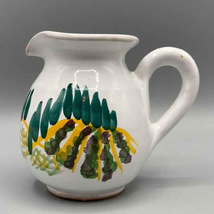 Vintage Miniature Hand Painted Yellow and Green Grape Field Pitcher
