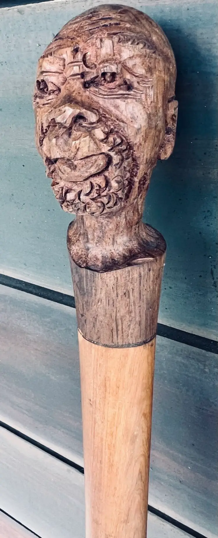 Wooden Walking Stick Hand Carved Indigenous Vintage Cane Unique African Art 39”
