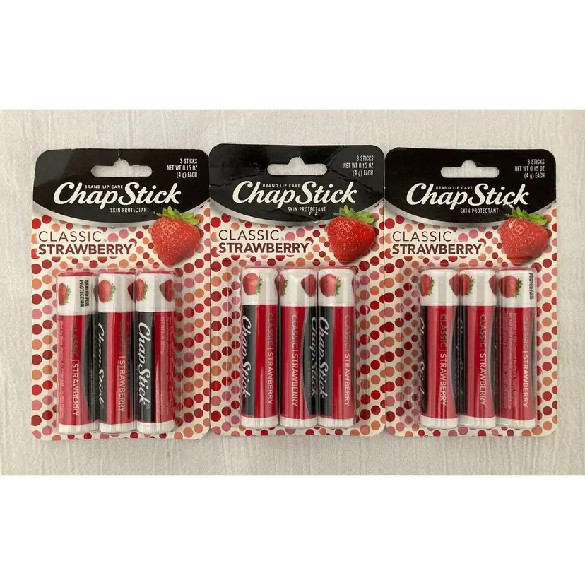 ChapStick Skin Protectant Classic Strawberry 3 pack - Lot of 3