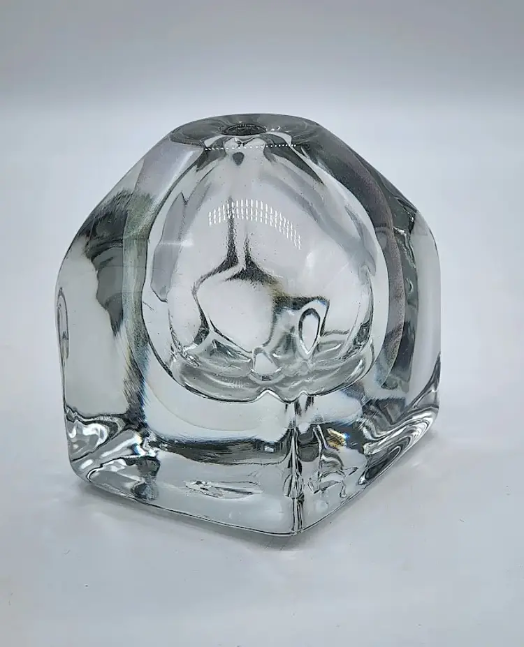 Robert Eickholt Signed 1991 Iridized, Hand Blown Art Glass Paperweight/Oil Lamp/Perfume Bottle (No Stopper)