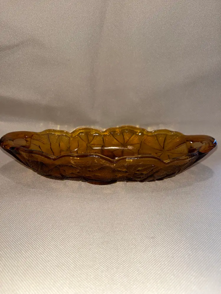 Vintage Indiana Glass Lily Pons Amber Relish/trinket Dish