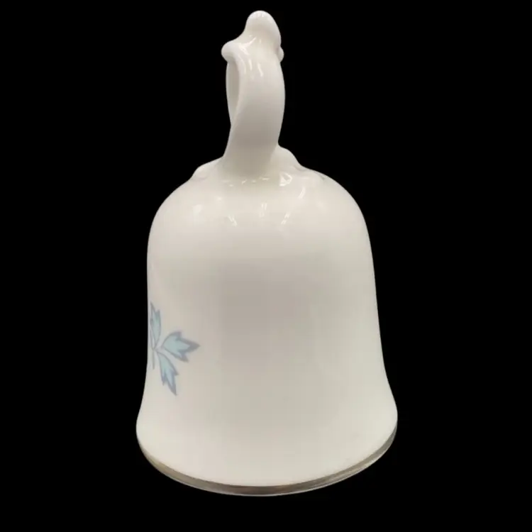 Vintage Royal Doulton Bone China Bell,  Blue Flowers with Silver, England, 3"