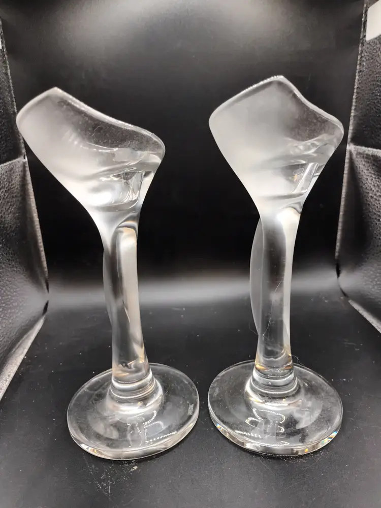Vintage Riedel Crystal Calla Lily Canda Holders - As Is