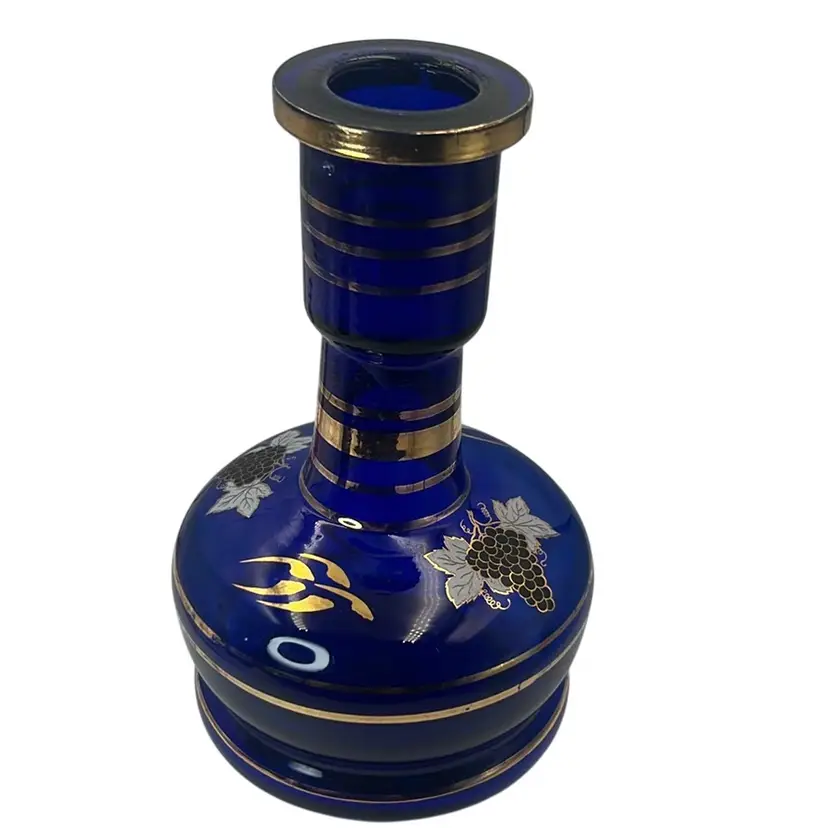 Cobalt Blue Glass Hookah - Now A Vase! 9.5” Tall