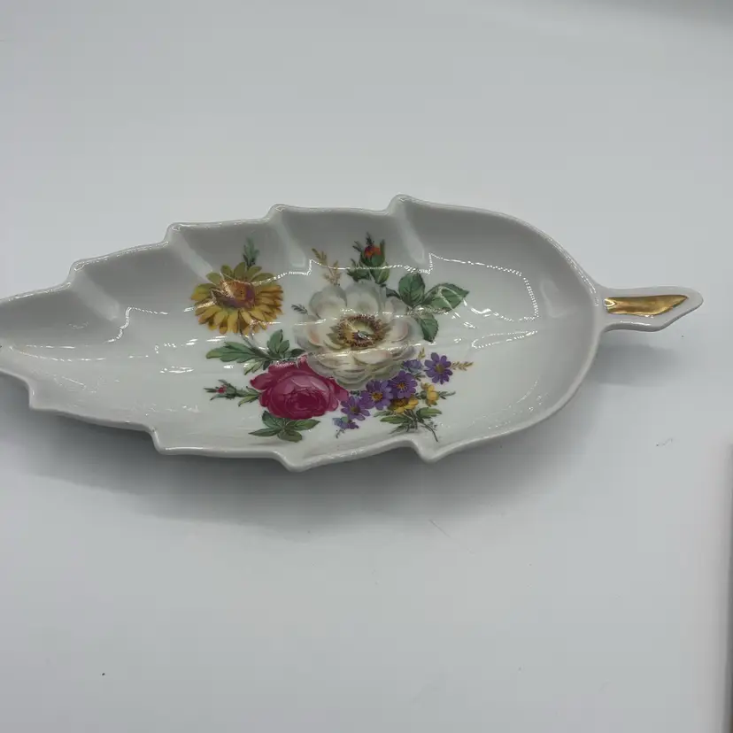 13-Floral Trinket Dish 9.5 Inches Bavaria Old Nurenburg Stunning