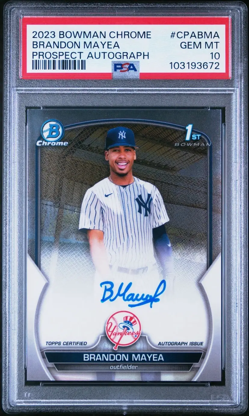Brandon Mayea 1st Bowman Chrome Auto PSA 10 New York Yankees